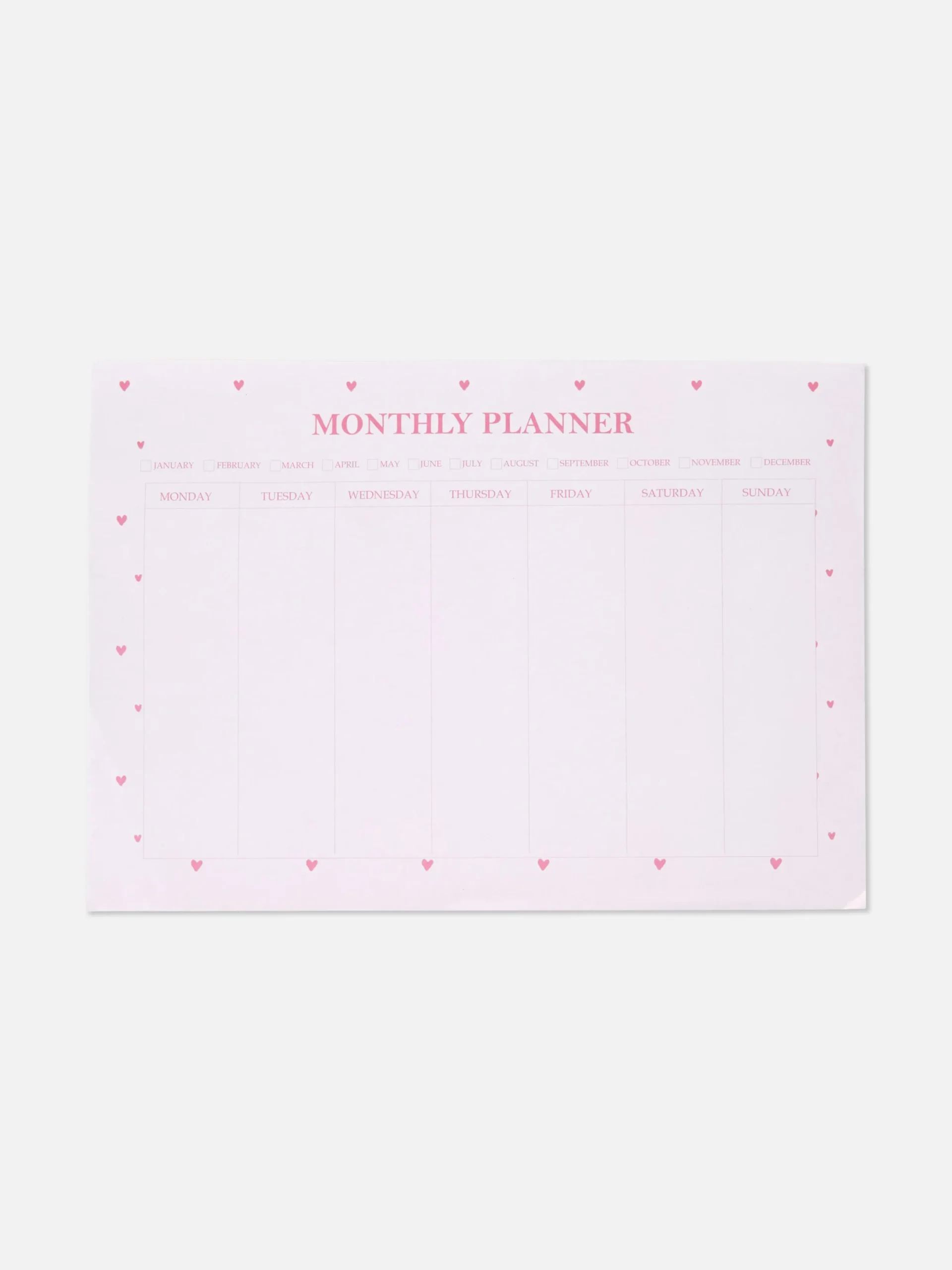 Carnets|Primark Agenda Mensuel A4 à Motifs Cœur Rose