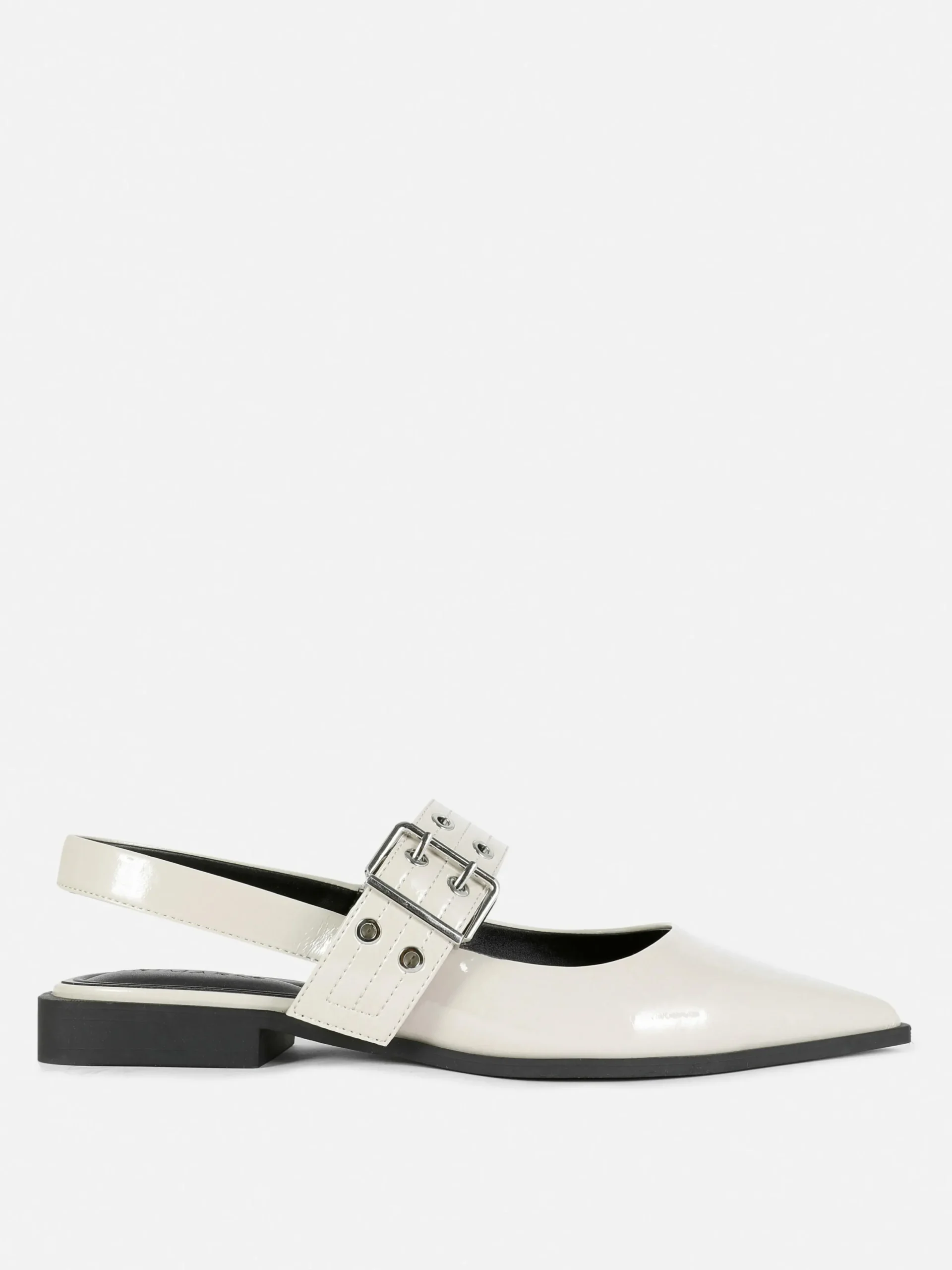 Ballerines|Primark Ballerines à Talon Ouvert Et à Boucle Blanc