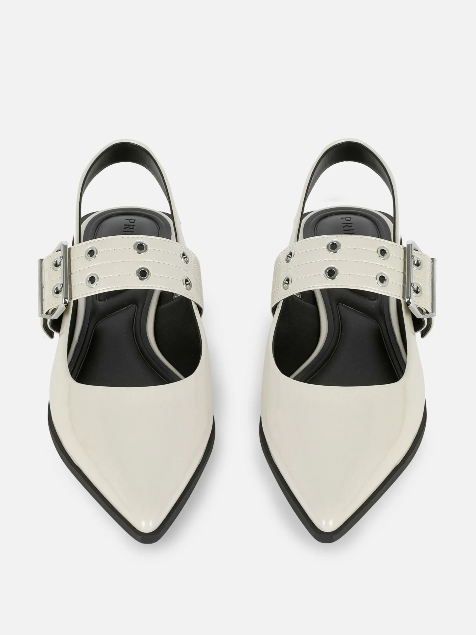 Ballerines|Primark Ballerines à Talon Ouvert Et à Boucle Blanc