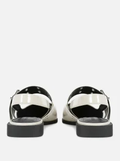 Ballerines|Primark Ballerines à Talon Ouvert Et à Boucle Blanc