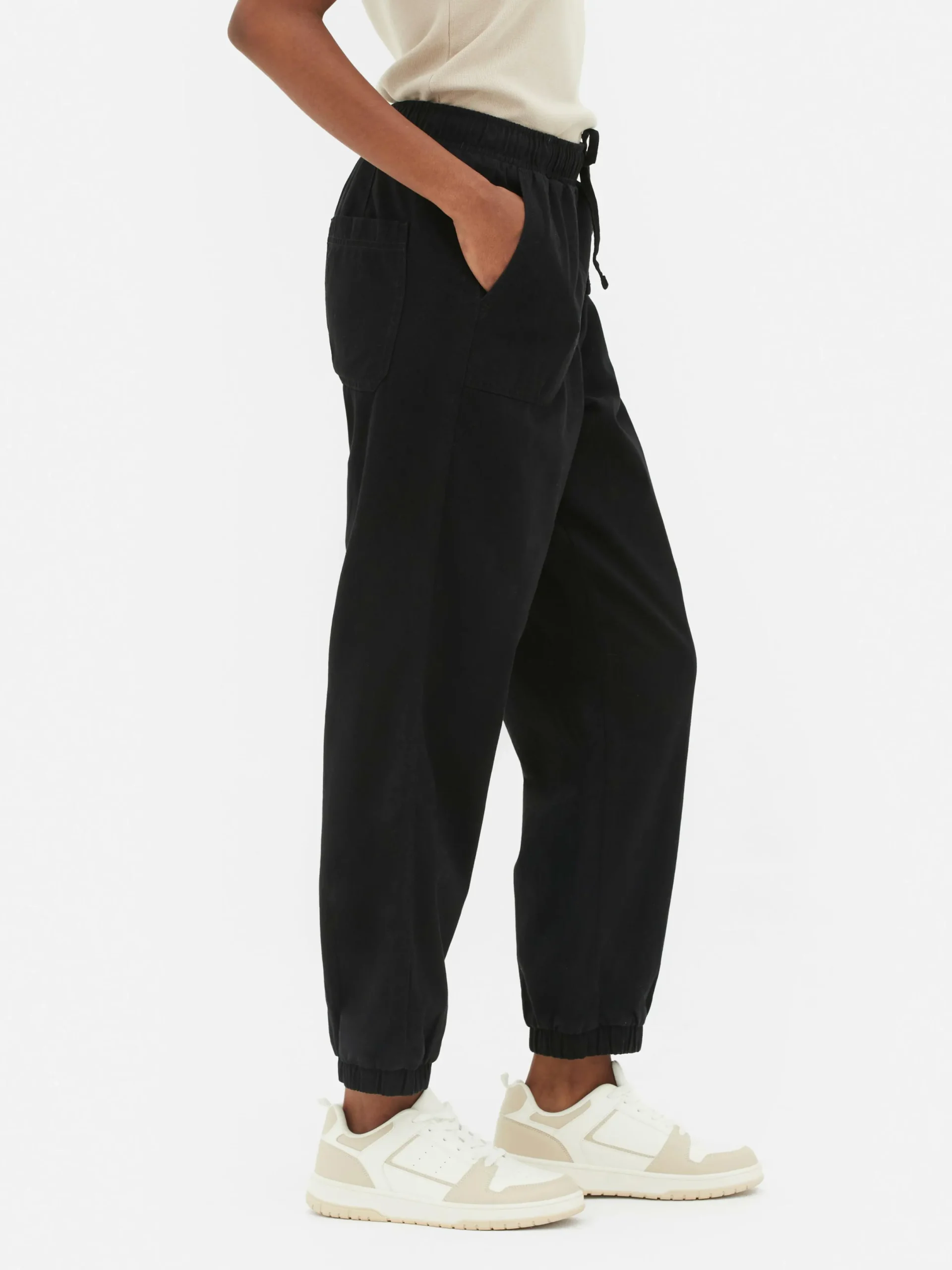 Denim|Bas De Jogging|Primark Bas De Jogging En Denim Avec Cordon De Serrage Noir