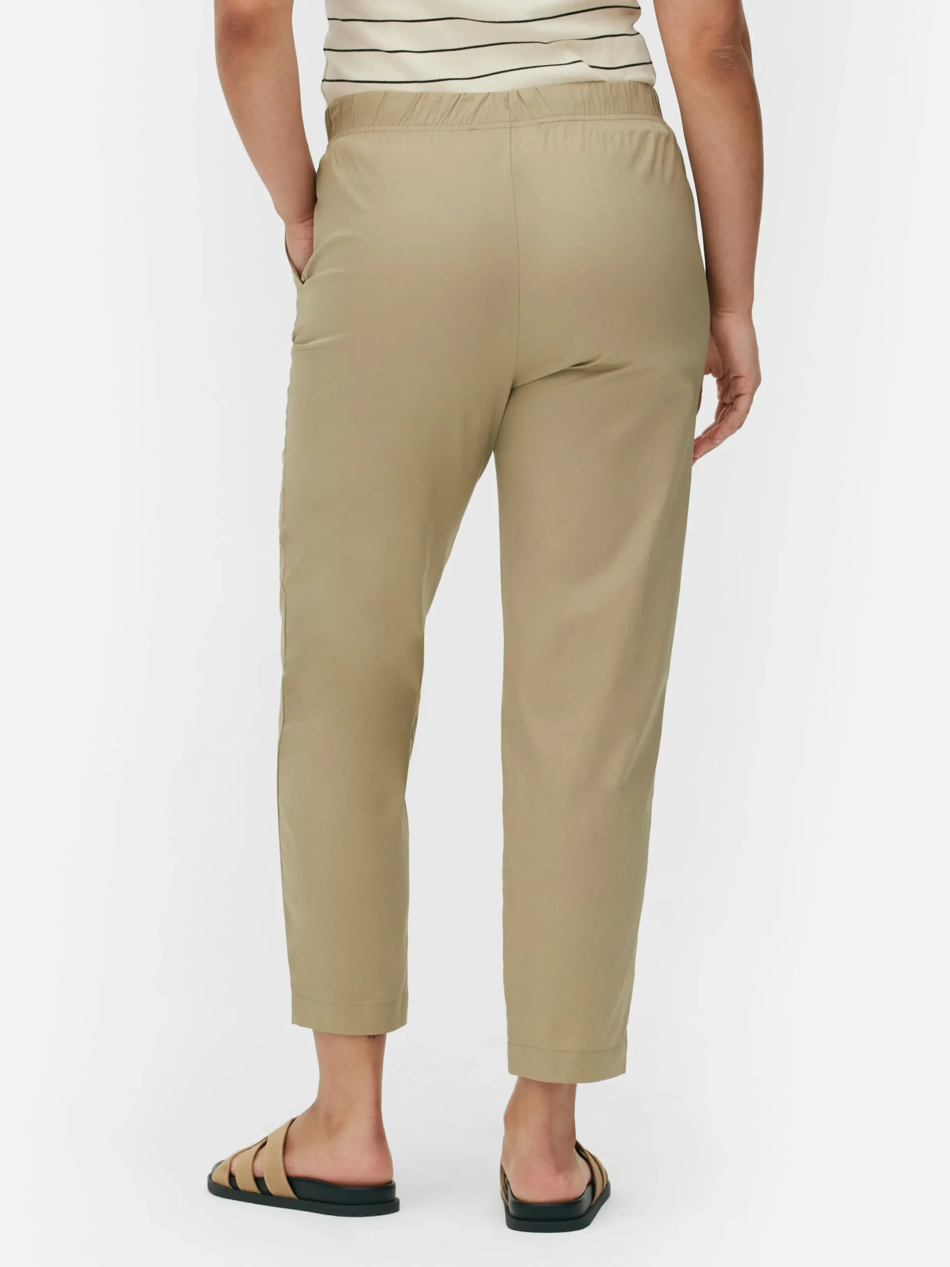Bas De Jogging|Primark Bas De Jogging Fuselé En Popeline Taupe