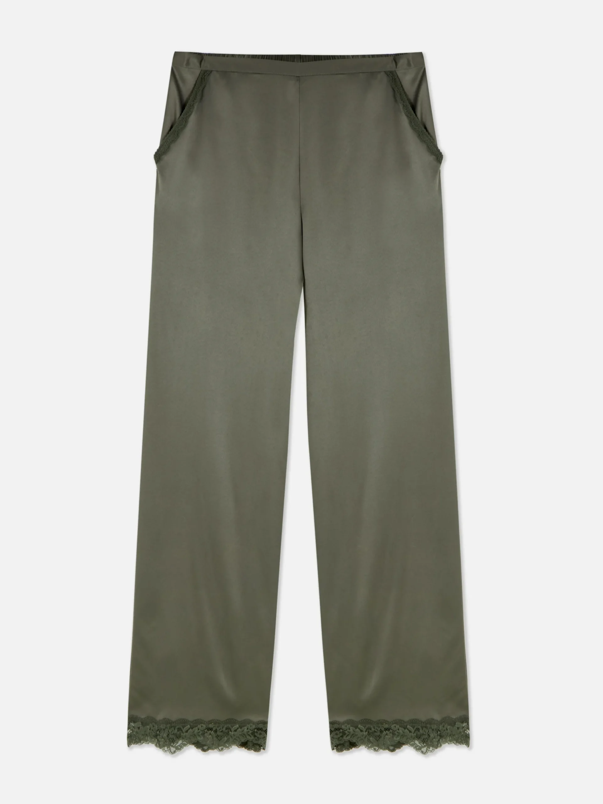 Bas De Pyjama|Primark Bas De Pyjama En Satin à Finitions En Dentelle Kaki
