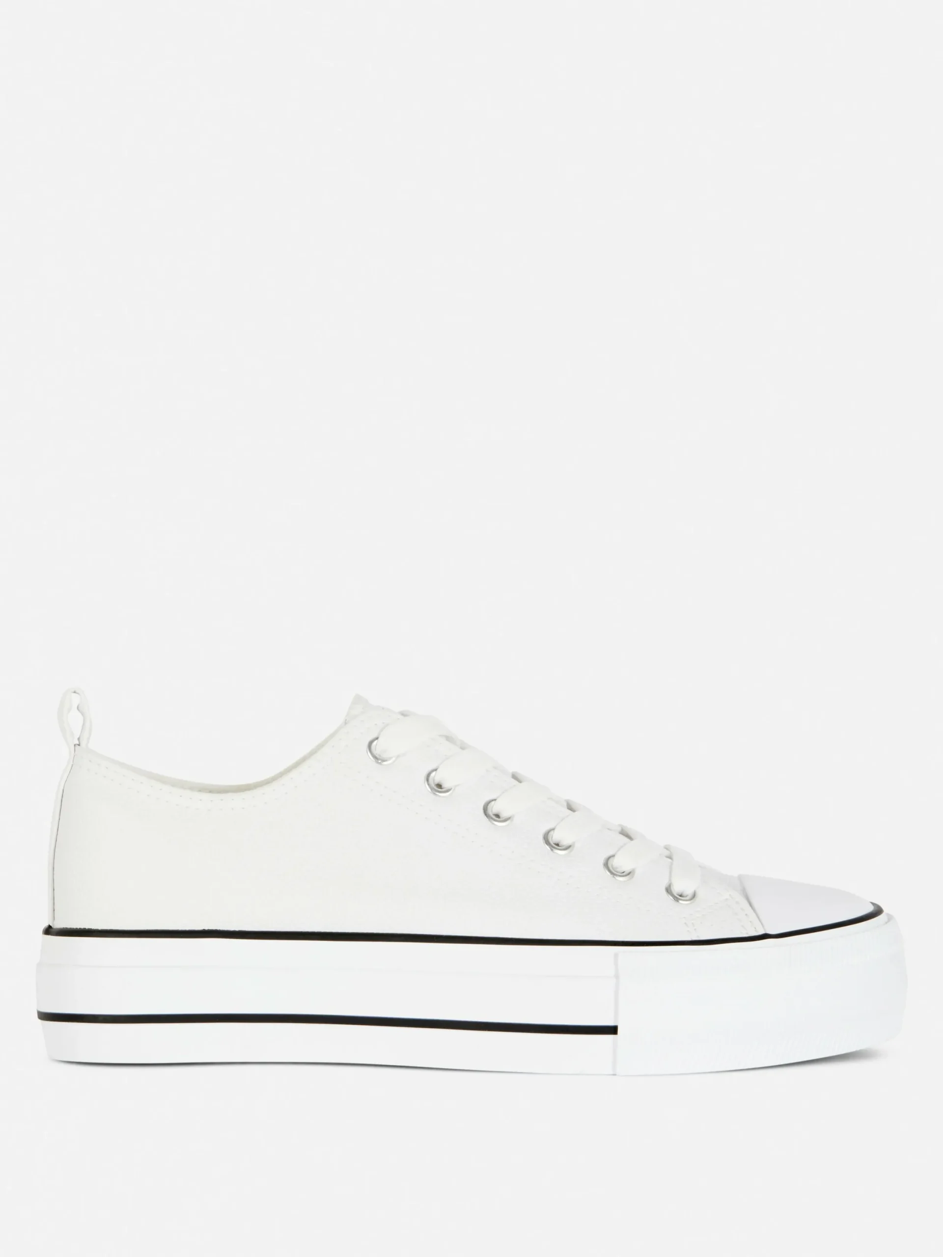 Baskets|Primark Baskets Basses Compensées En Simili Cuir Blanc