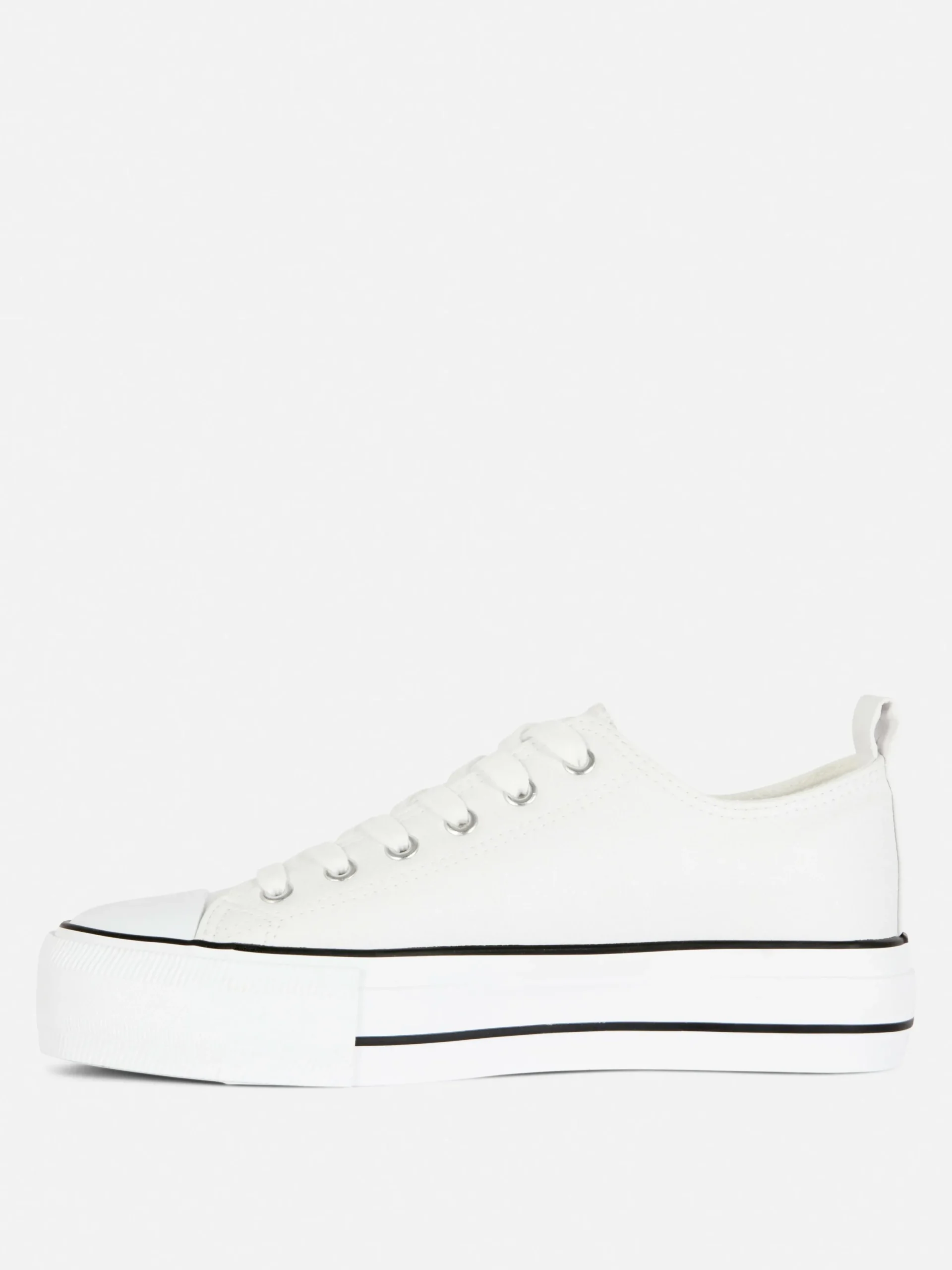 Baskets|Primark Baskets Basses Compensées En Simili Cuir Blanc