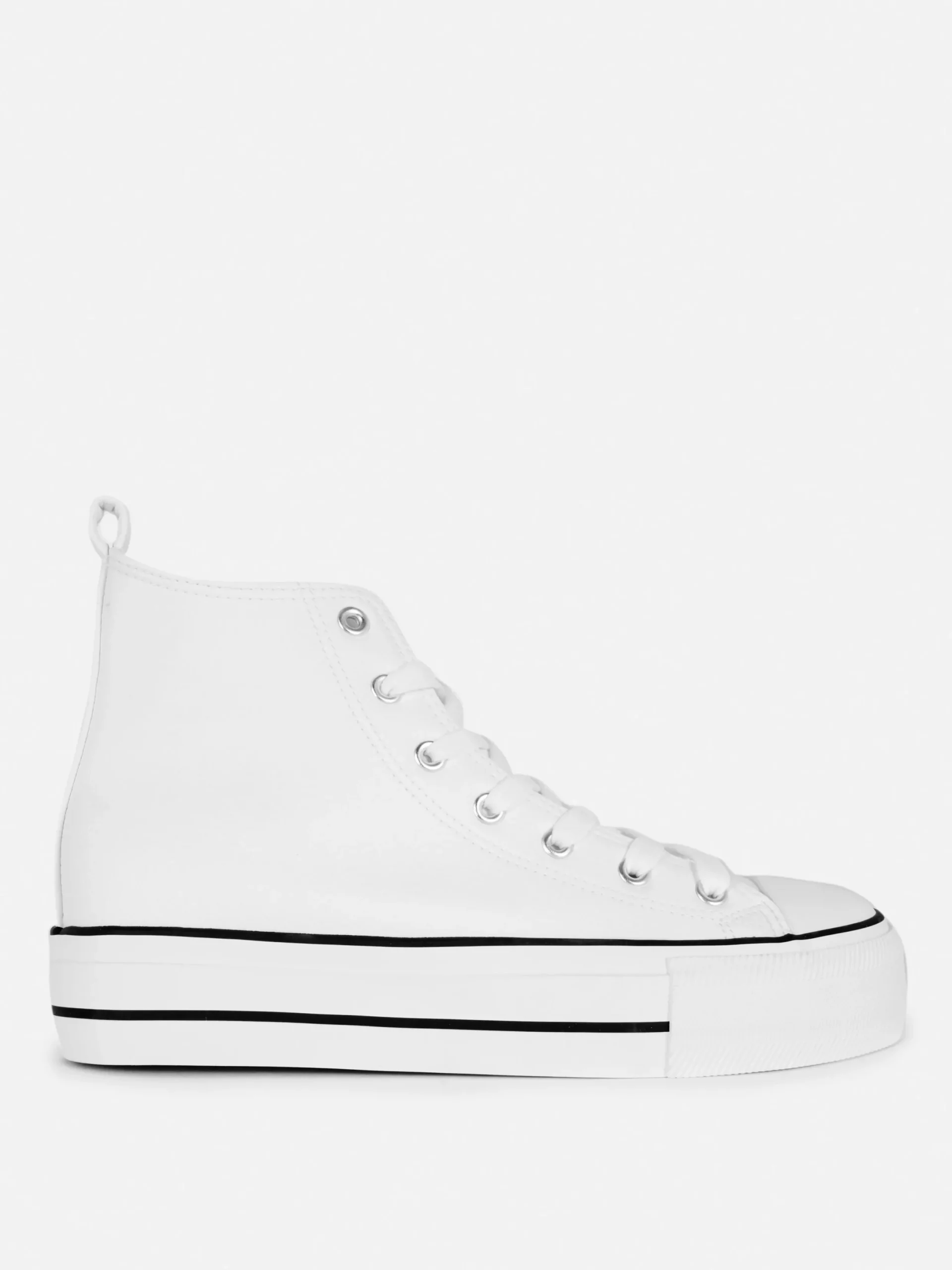 Baskets|Primark Baskets Montantes Compensées En Simili Cuir Blanc
