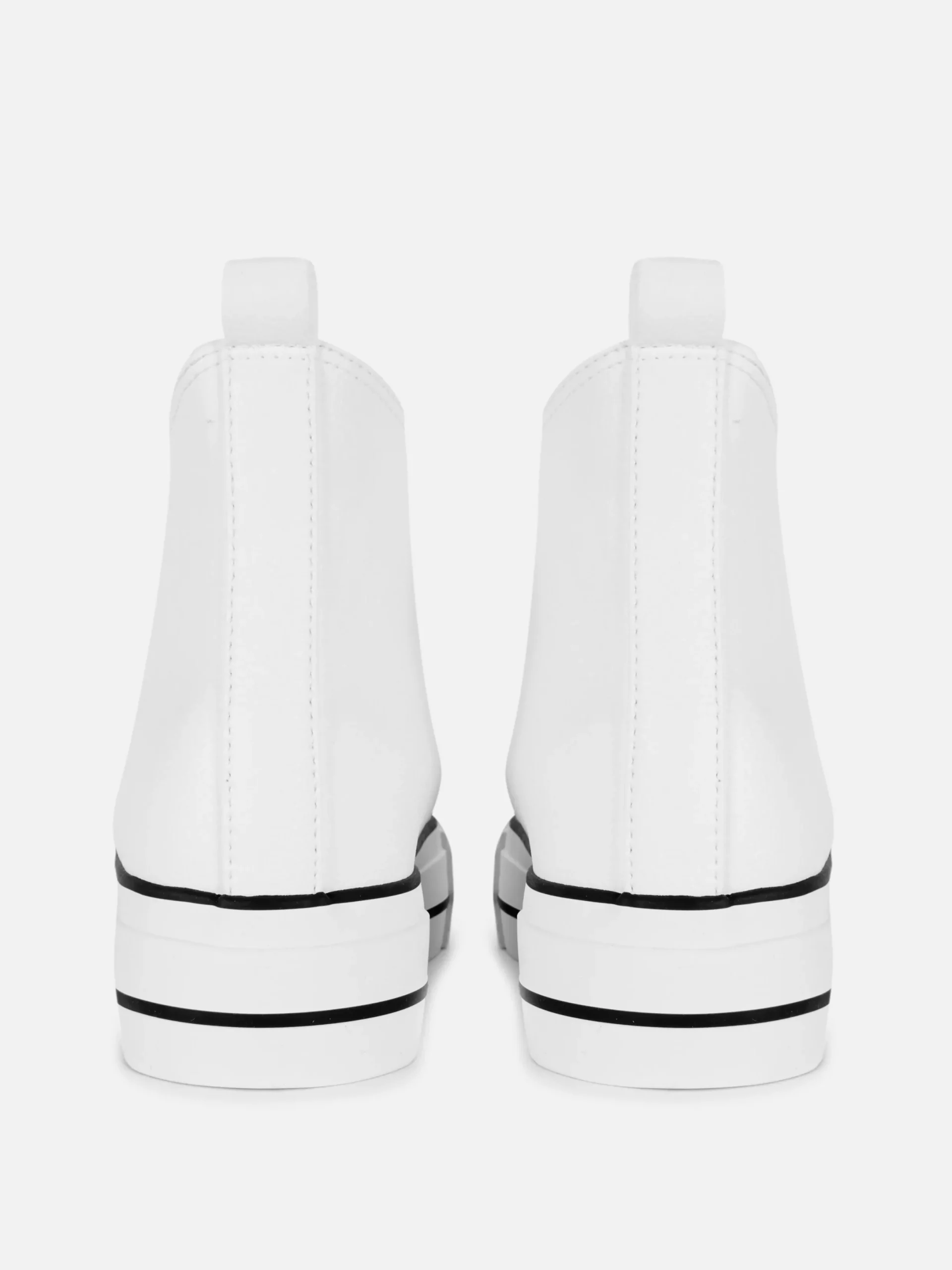 Baskets|Primark Baskets Montantes Compensées En Simili Cuir Blanc
