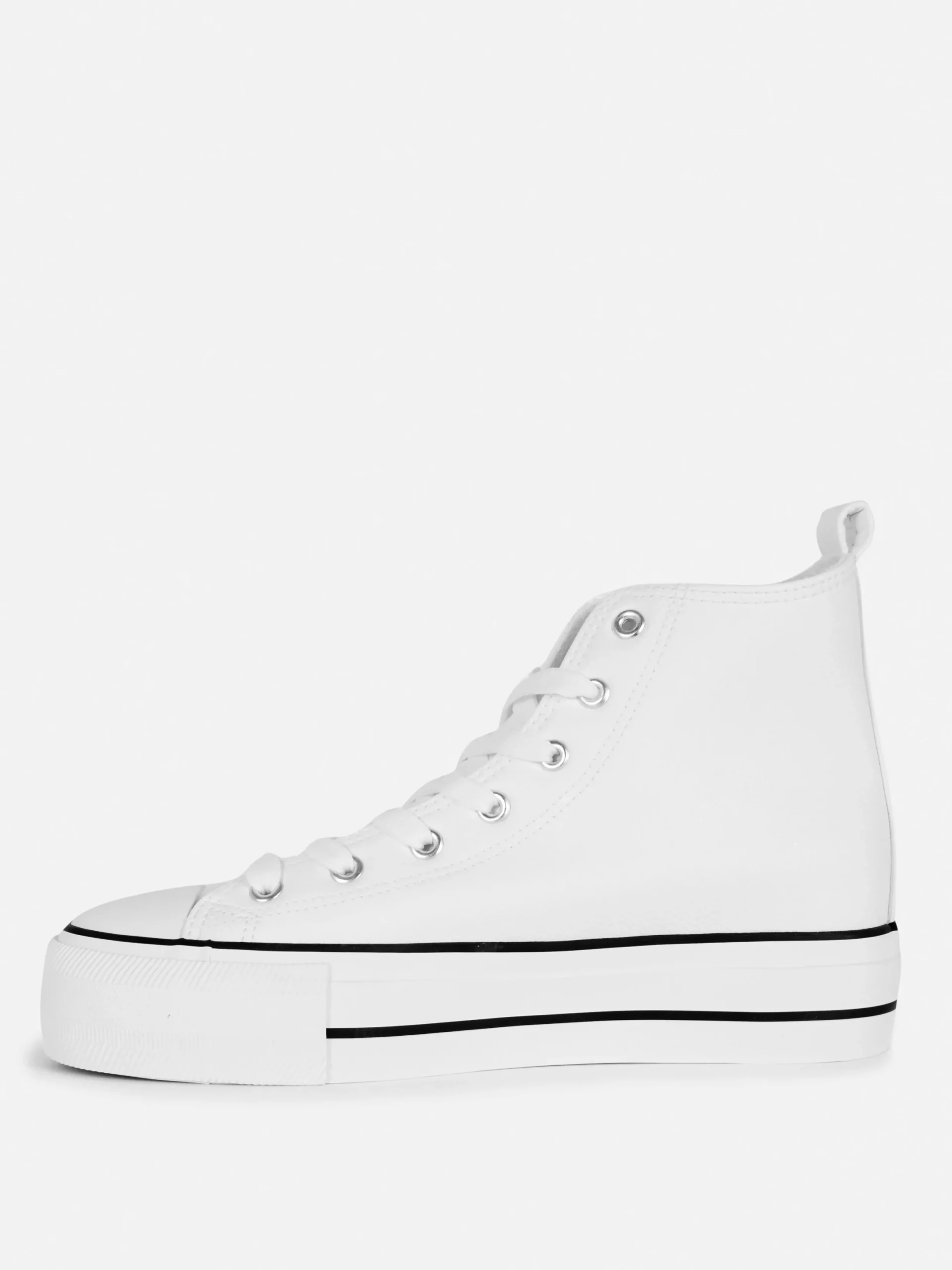 Baskets|Primark Baskets Montantes Compensées En Simili Cuir Blanc