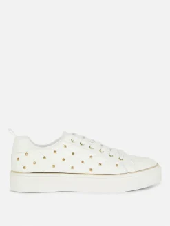 Baskets|Primark Baskets épaisses à Clous Et Strass Blanc