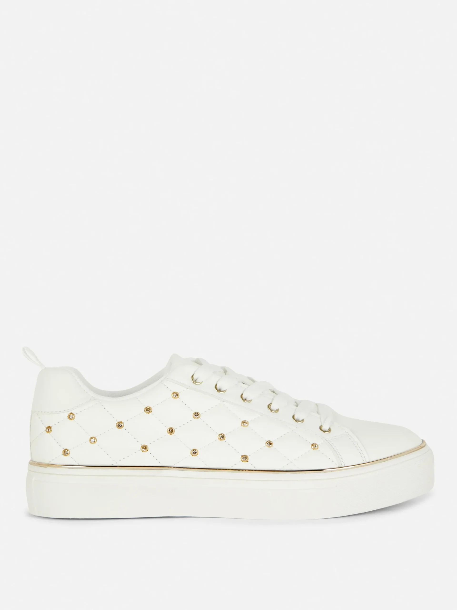 Baskets|Primark Baskets épaisses à Clous Et Strass Blanc