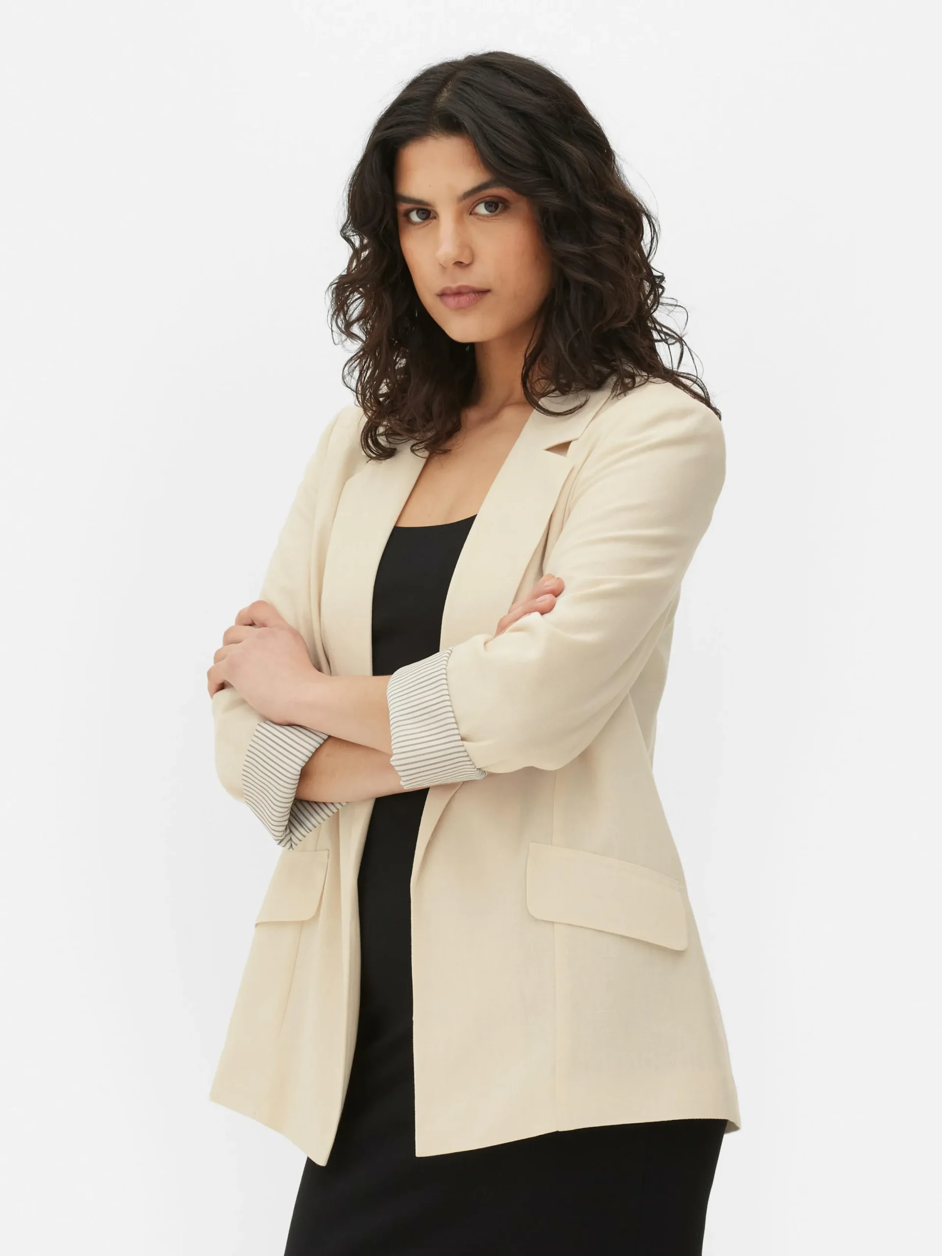 Blazers|Primark Blazer Ajusté à Effet Bord à Bord Écru