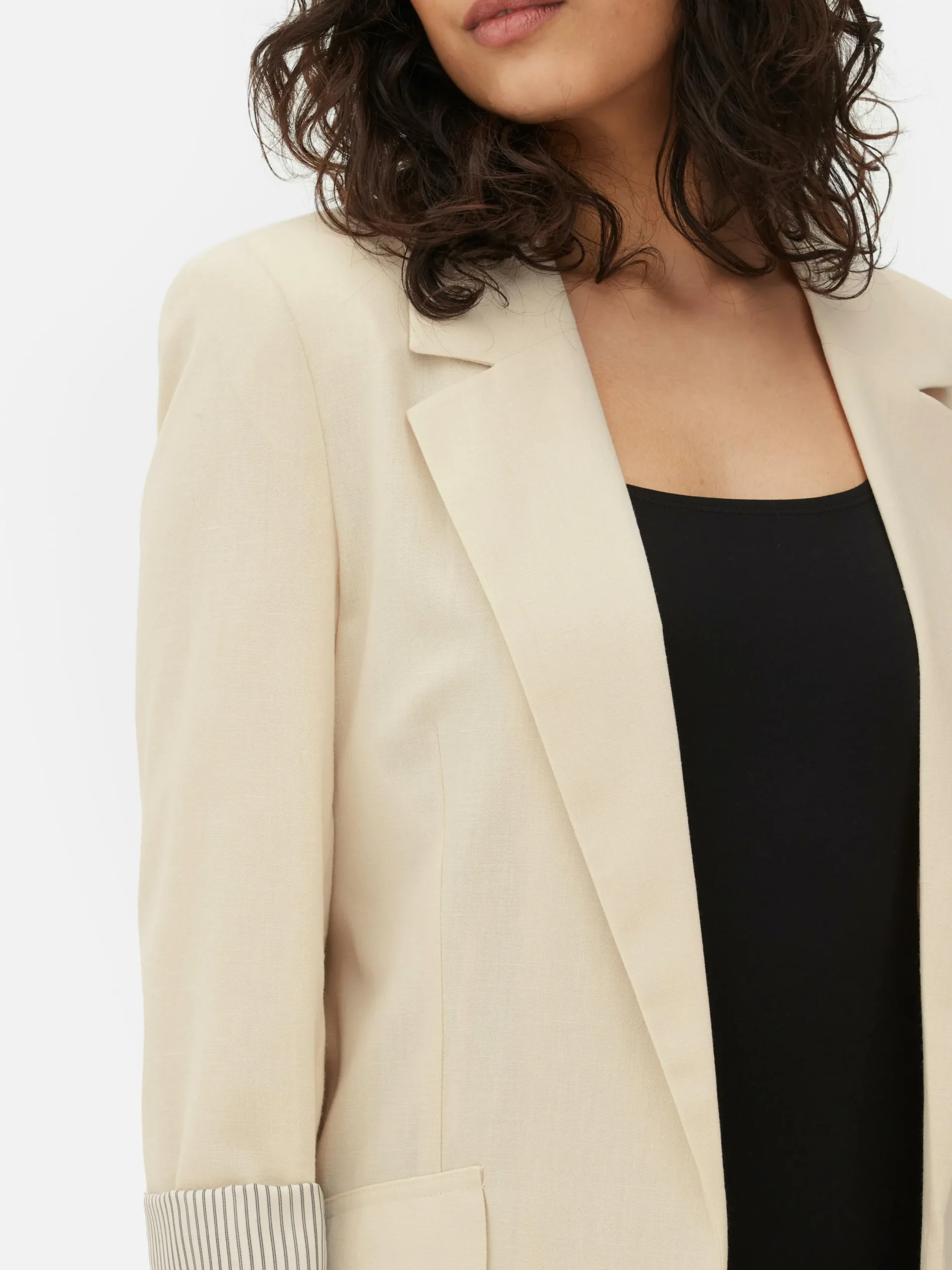 Blazers|Primark Blazer Ajusté à Effet Bord à Bord Écru