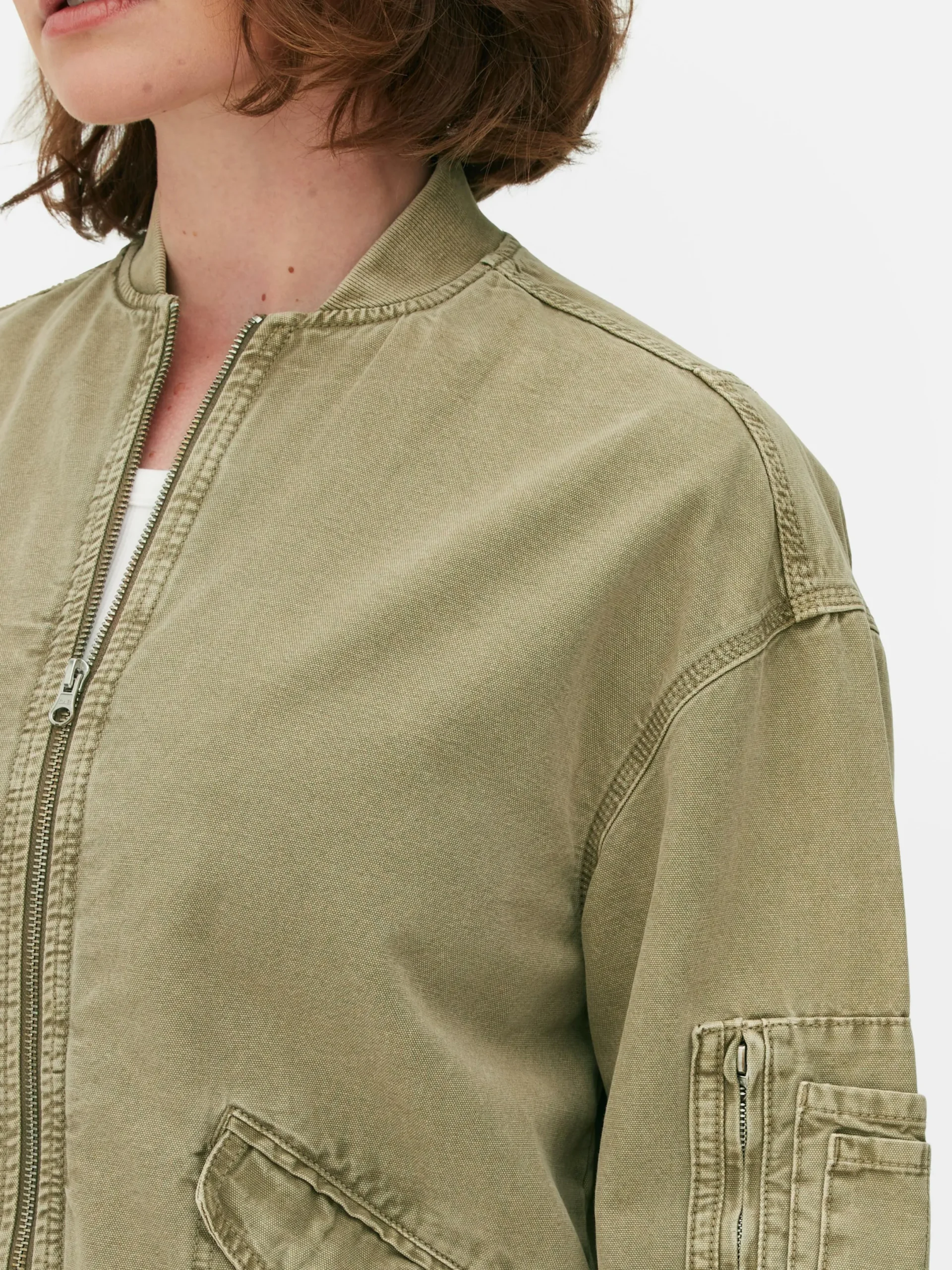 Manteaux Et Vestes|Primark Blouson Bomber Cargo Court Kaki