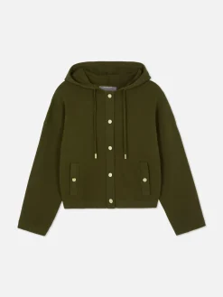 Manteaux Et Vestes|Primark Blouson Bomber En Maille à Capuche Kaki