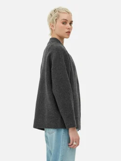 Manteaux Et Vestes|Primark Blouson Bomber Tricoté Oversize Anthracite