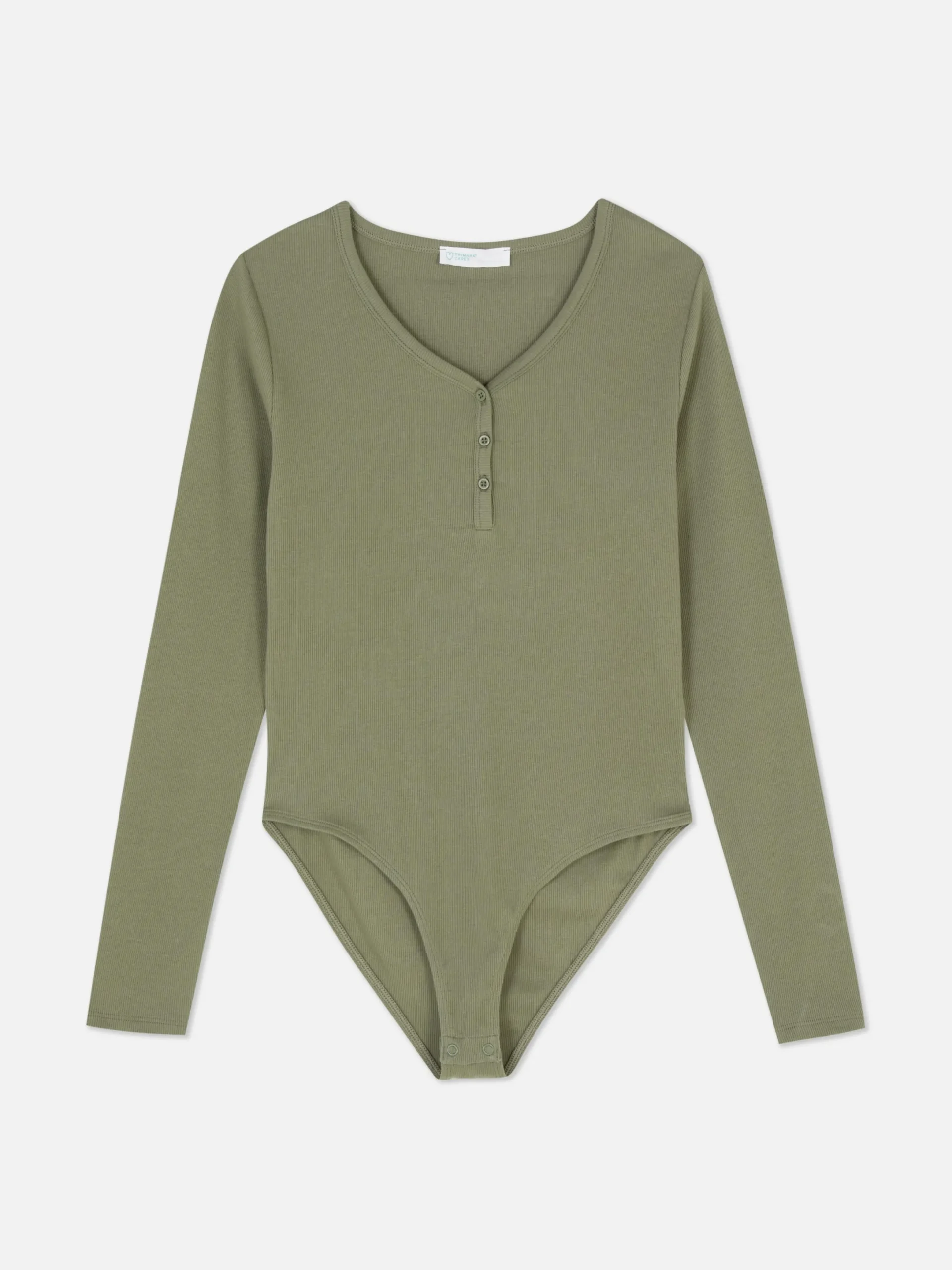 Hauts Et T-Shirts|Primark Body Façon T-shirt Boutonné à Manches Longues Kaki