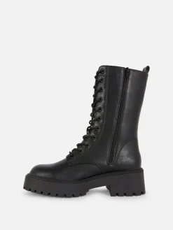 Bottes|Primark Bottes De Motard épaisses à Lacets Noir