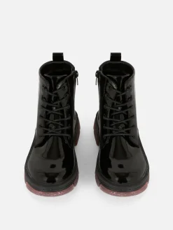 Bottes Et Bottes En Caoutchouc|Primark Bottes En Simili Cuir Verni à Semelles Scintillantes Noir