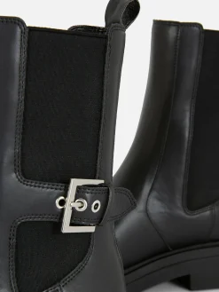 Bottes|Primark Bottines Chelsea En Simili Cuir à Bout Carré Noir
