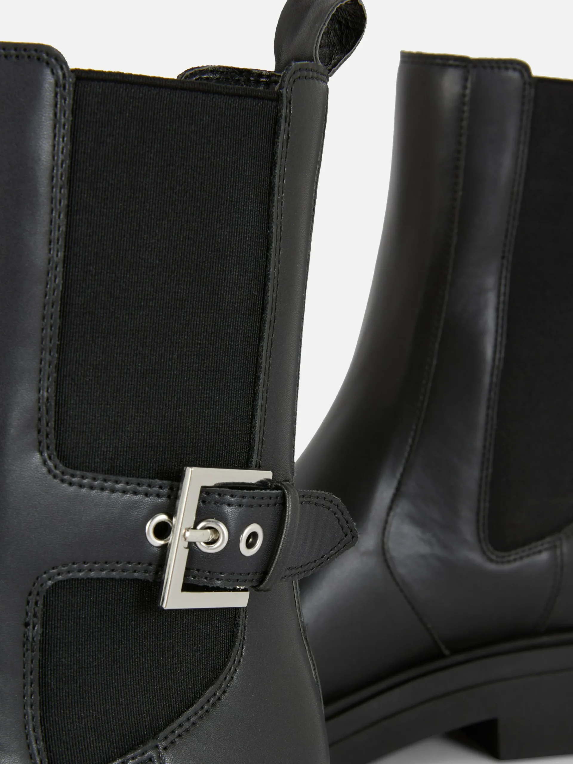 Bottes|Primark Bottines Chelsea En Simili Cuir à Bout Carré Noir
