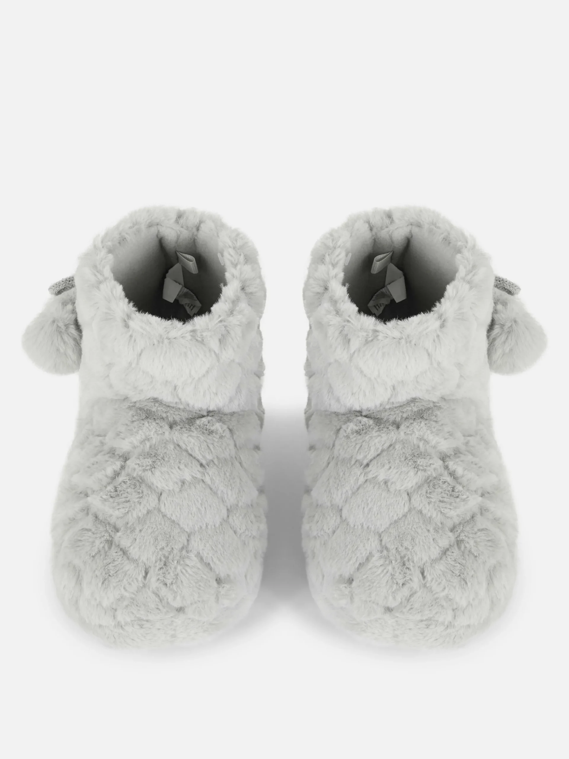 Chaussons|Primark Bottines Duveteuses à Pompons Gris