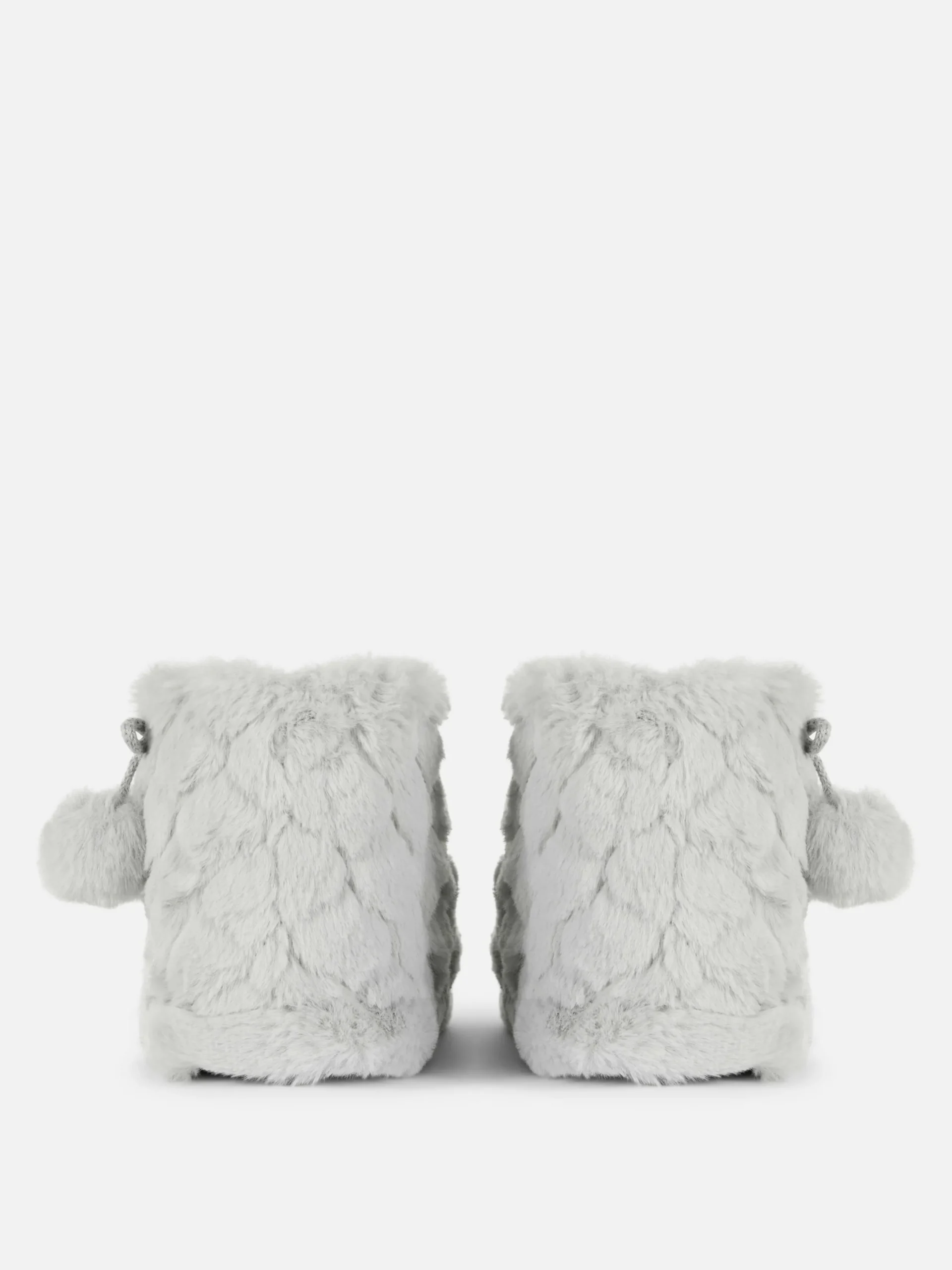 Chaussons|Primark Bottines Duveteuses à Pompons Gris