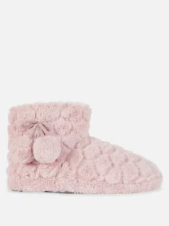Chaussons|Primark Bottines Duveteuses à Pompons Rose