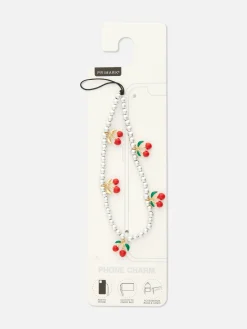 Coques De Téléphone|Primark Breloque De Téléphone Cerise à Perles Argent