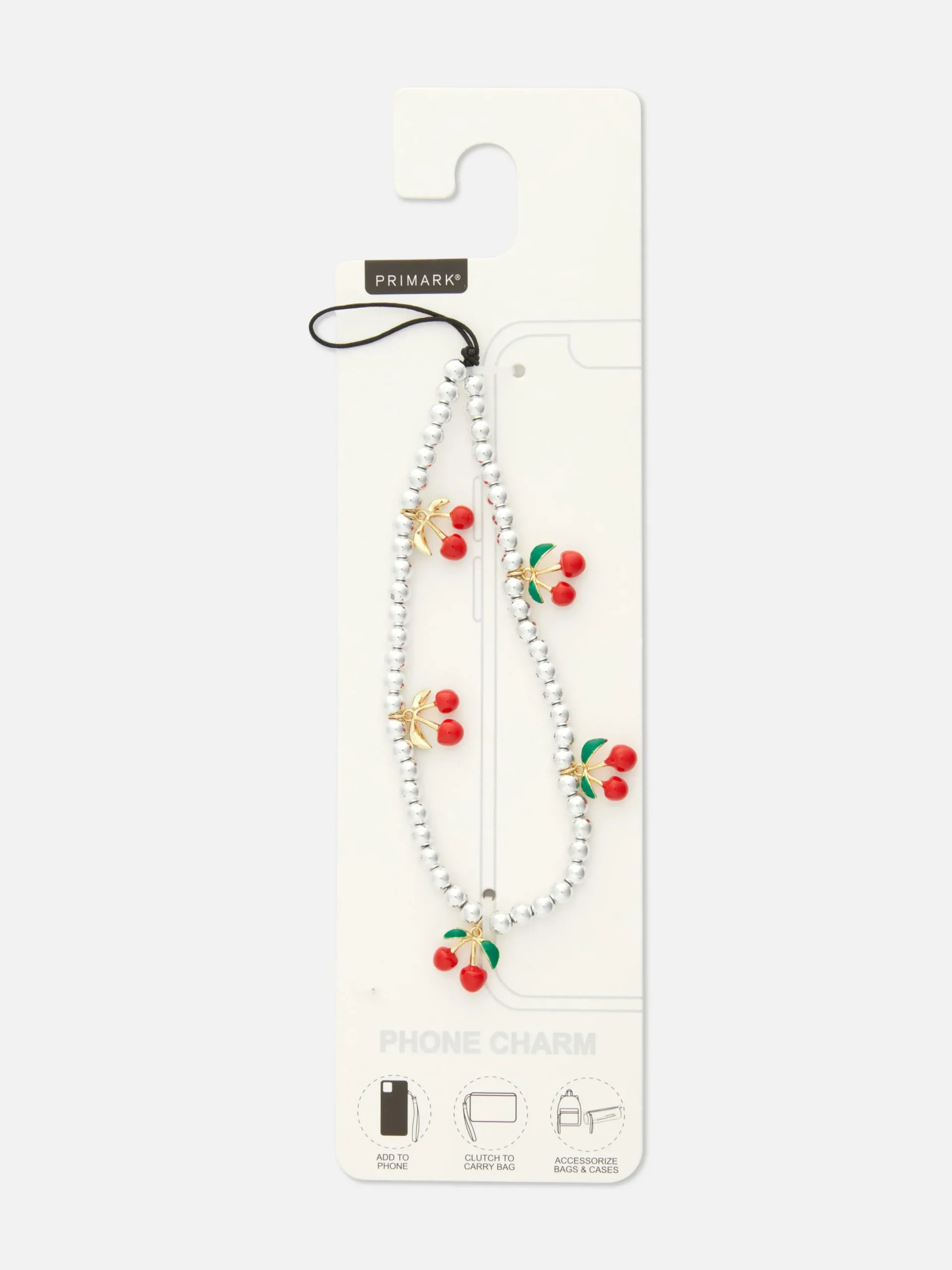 Coques De Téléphone|Primark Breloque De Téléphone Cerise à Perles Argent
