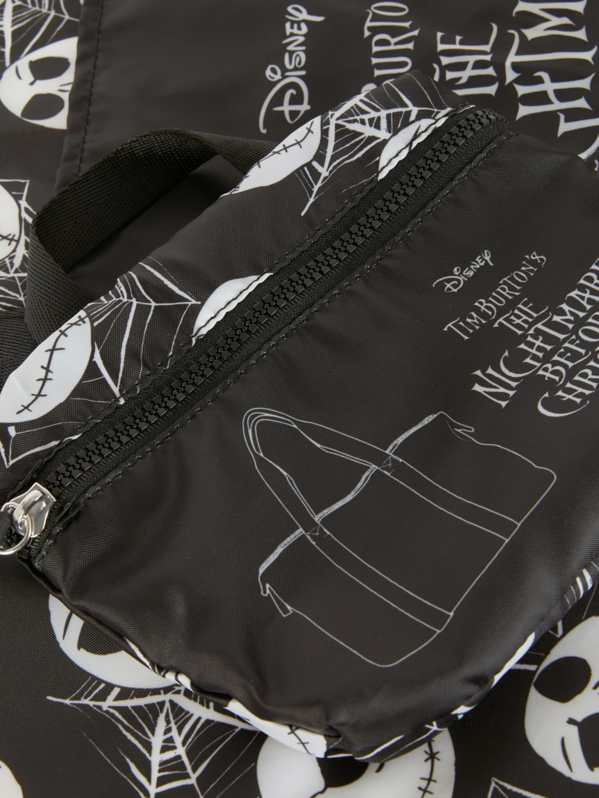 The Nightmare Before Christmas|Accessoires Halloween|Primark Cabas Pliable Disney L'Étrange Noël De Monsieur Jack De Tim Burton Noir