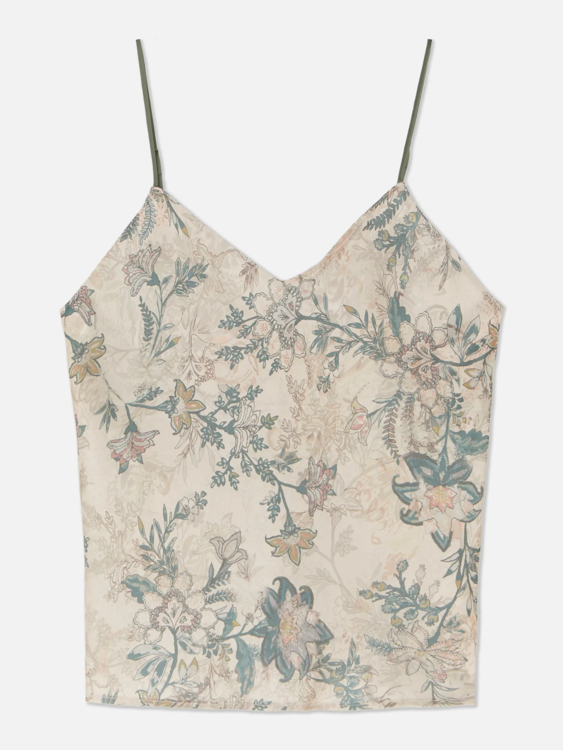 Hauts De Pyjama|Primark Caraco De Pyjama En Satin à Motif Floral Kaki