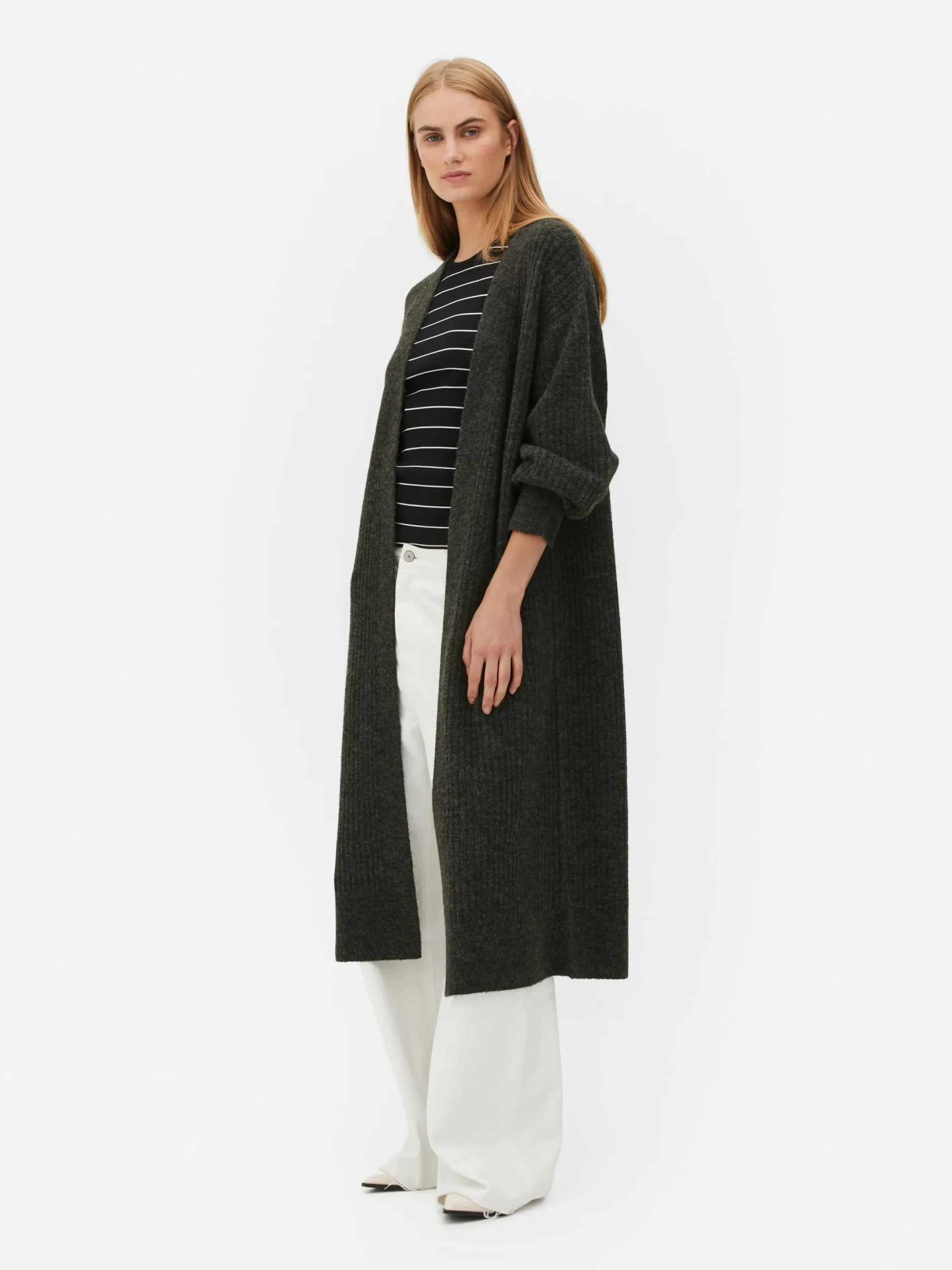 Pulls Et Gilets|Primark Cardigan Long Côtelé Anthracite
