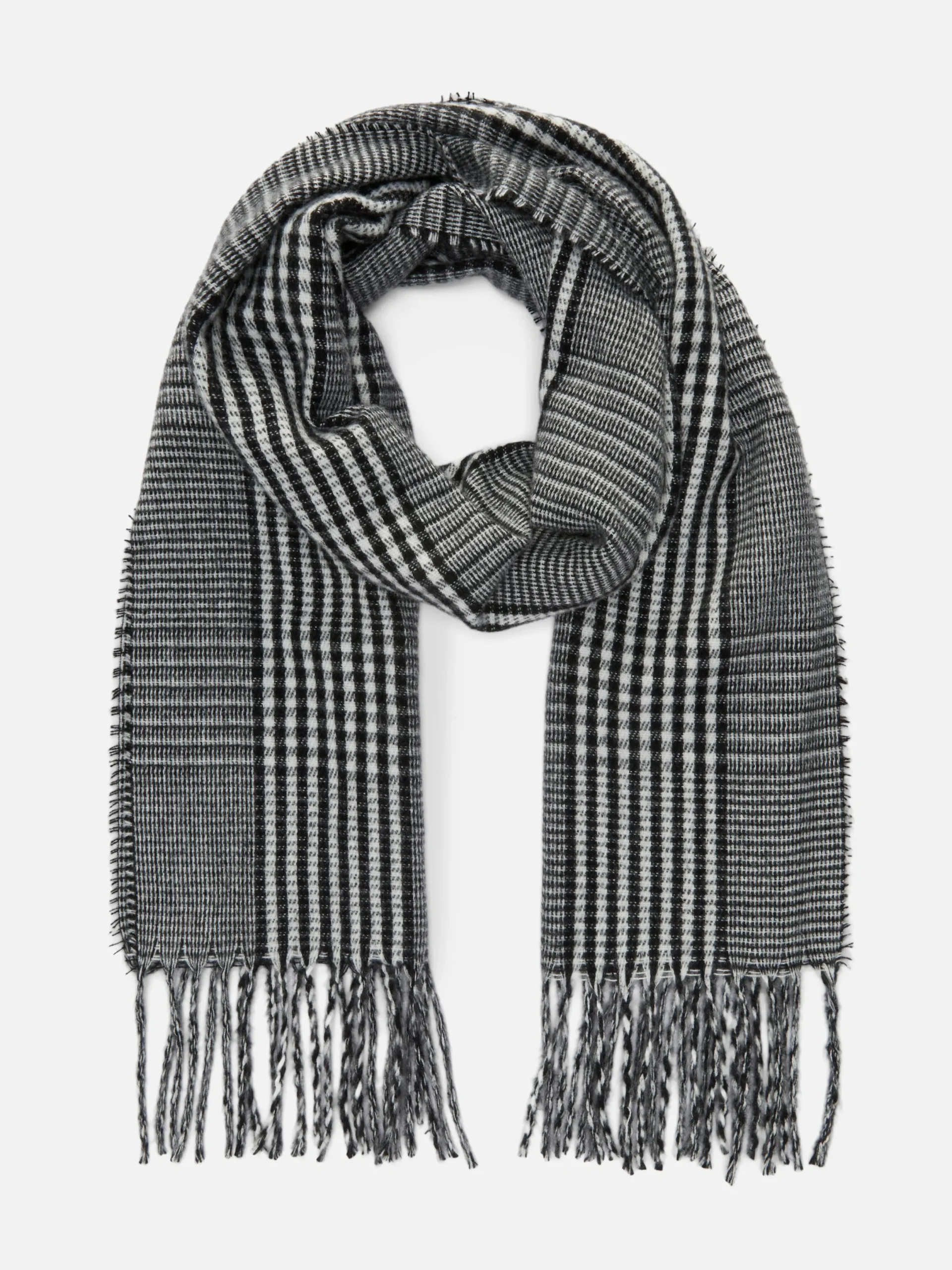 Chapeaux, Gants Et Écharpes|Primark Écharpe à Carreaux Et à Franges Gris