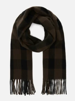 Chapeaux, Gants Et Écharpes|Primark Écharpe à Carreaux Et à Franges Marron