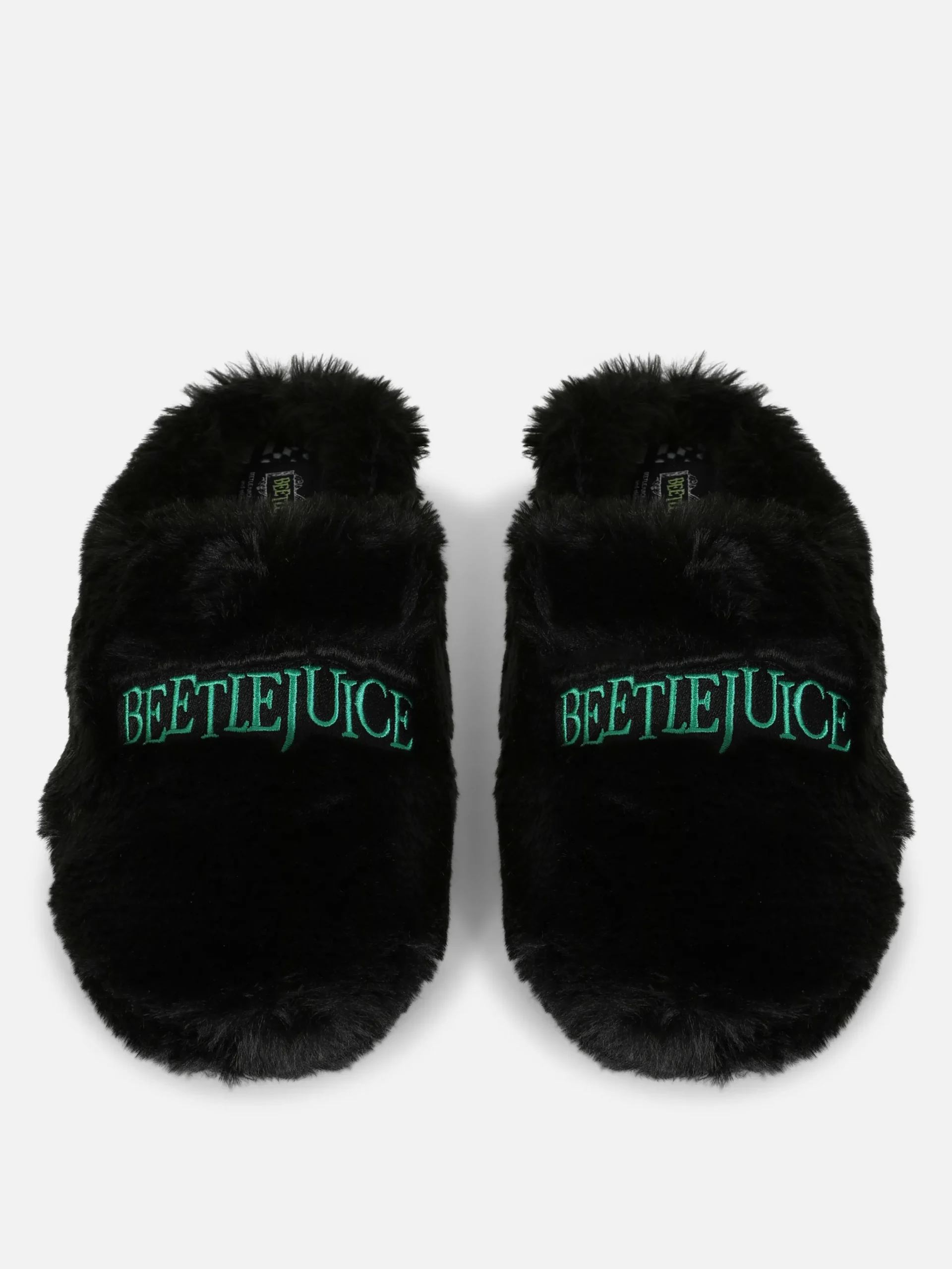 Beetlejuice|Accessoires Halloween|Primark Chaussons Mule Duveteux Beetlejuice Noir/Blanc