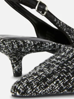Chaussures À Talons|Primark Chaussures à Talon Bas Ouvert Avec Effet Bouclé Noir