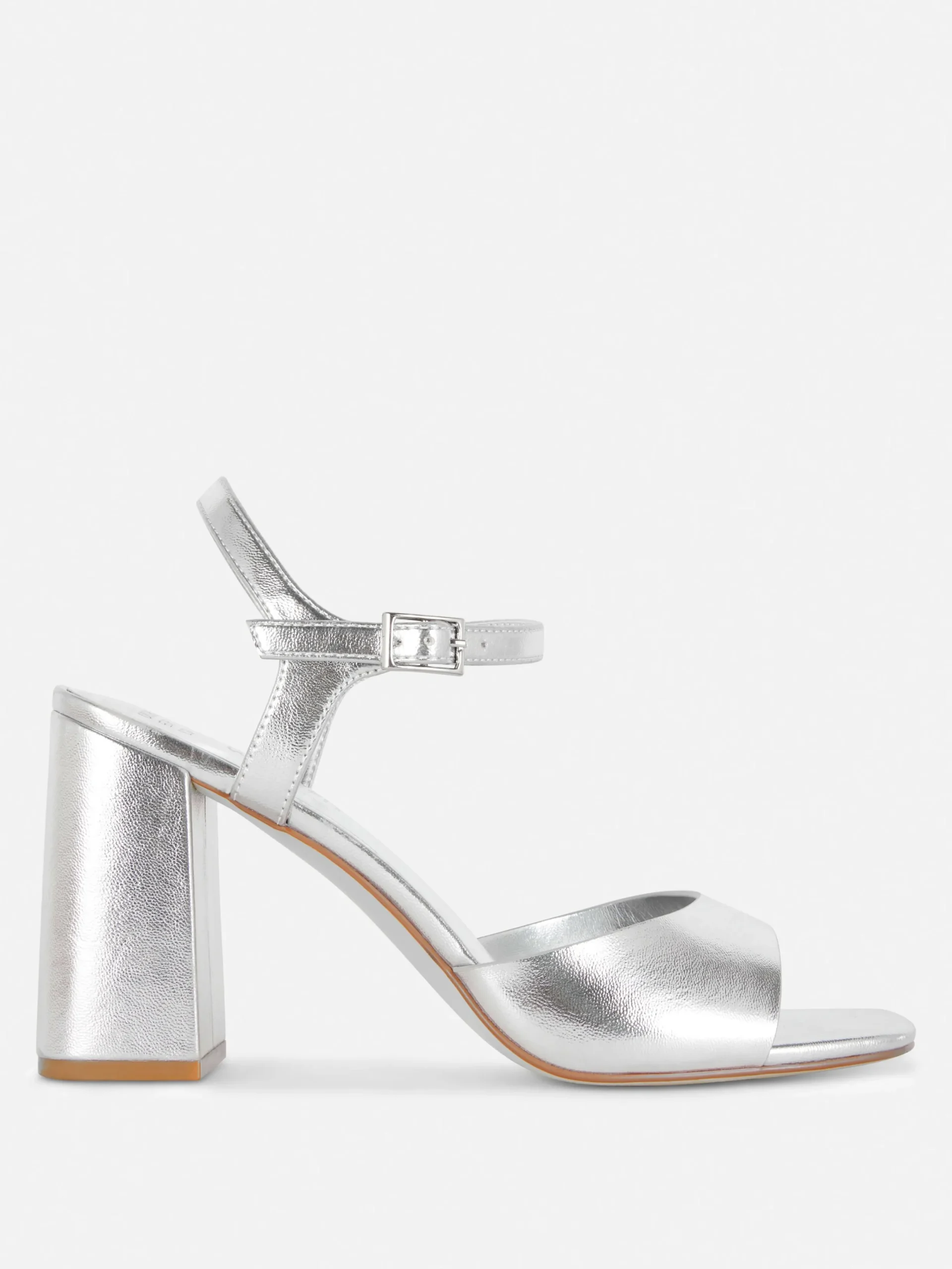 Chaussures À Talons|Primark Chaussures à Talons Carrés Et Bride Incurvée Coupe Large Argent