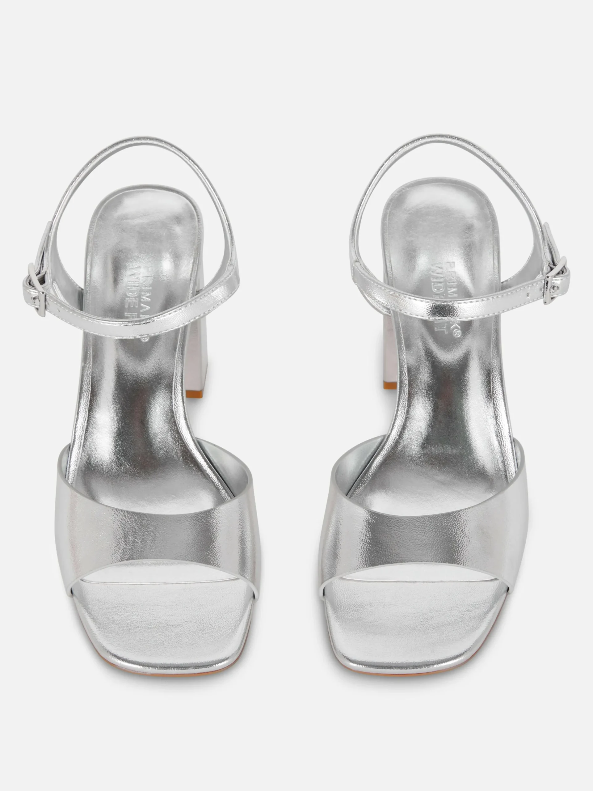 Chaussures À Talons|Primark Chaussures à Talons Carrés Et Bride Incurvée Coupe Large Argent