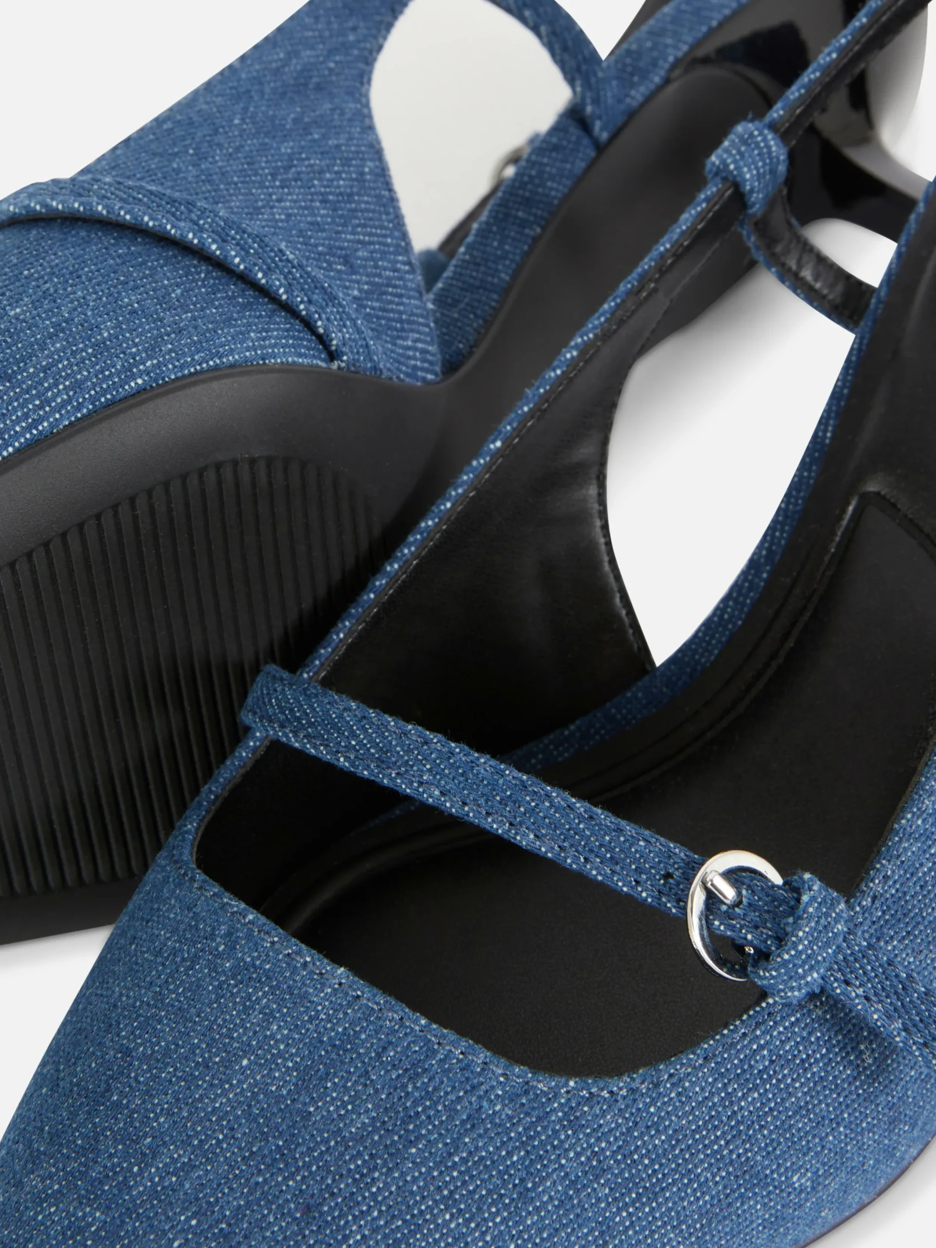 Chaussures À Talons|Denim|Primark Chaussures En Jean à Talon Bas Et Boucle Bleu foncé