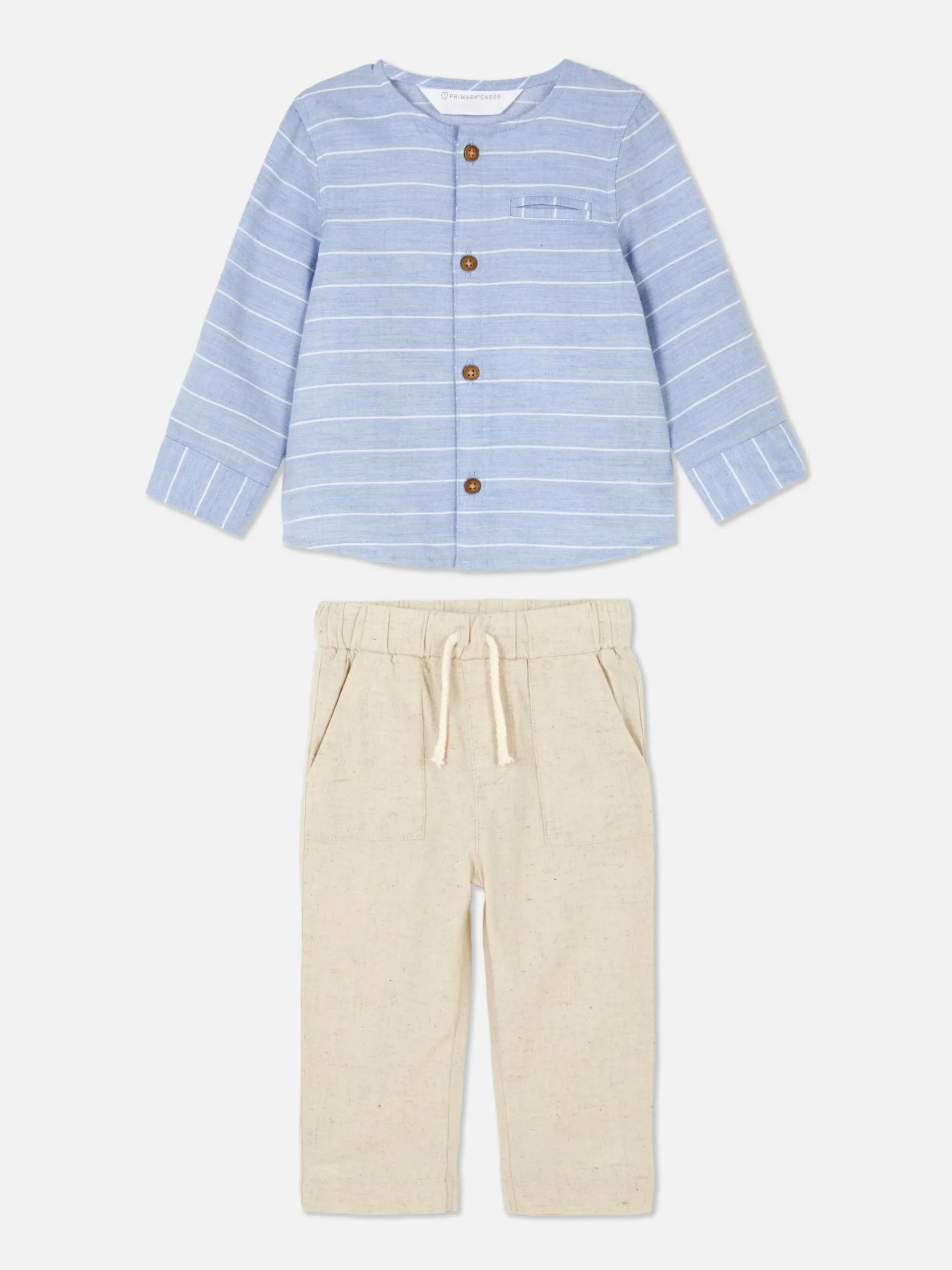 Ensembles Et Tenues|Primark Chemise à Manches Longues Et Pantalon à Cordon Grège