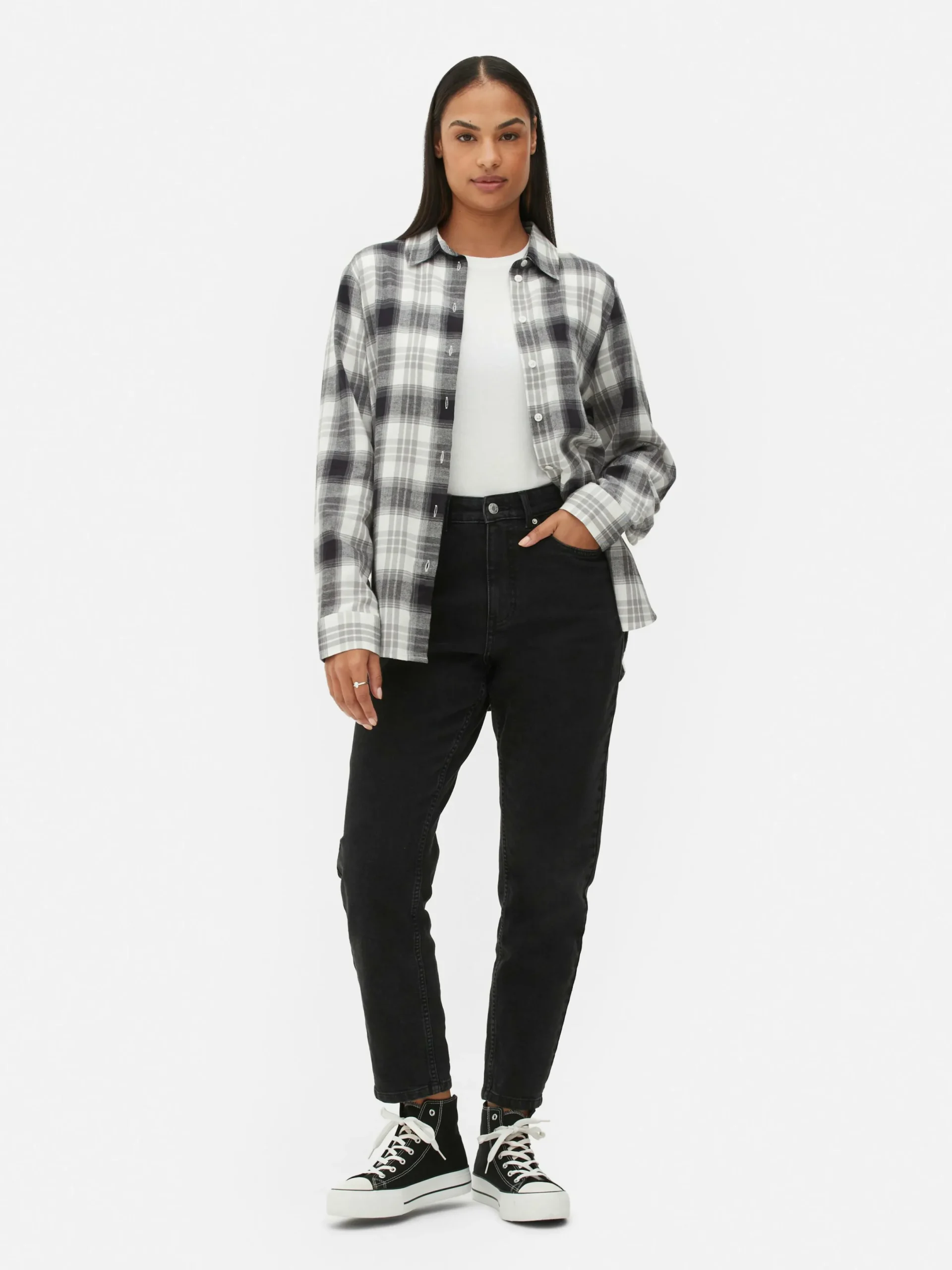 Chemises Et Blouses|Primark Chemise Boutonnée à Carreaux Ivoire