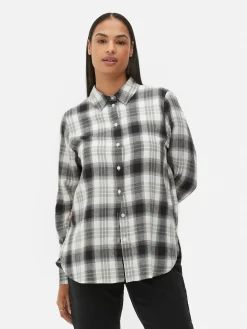 Chemises Et Blouses|Primark Chemise Boutonnée à Carreaux Ivoire