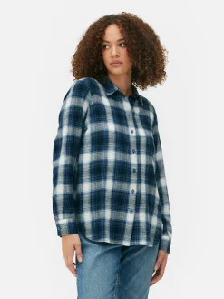 Chemises Et Blouses|Primark Chemise Boutonnée à Carreaux Bleu marine