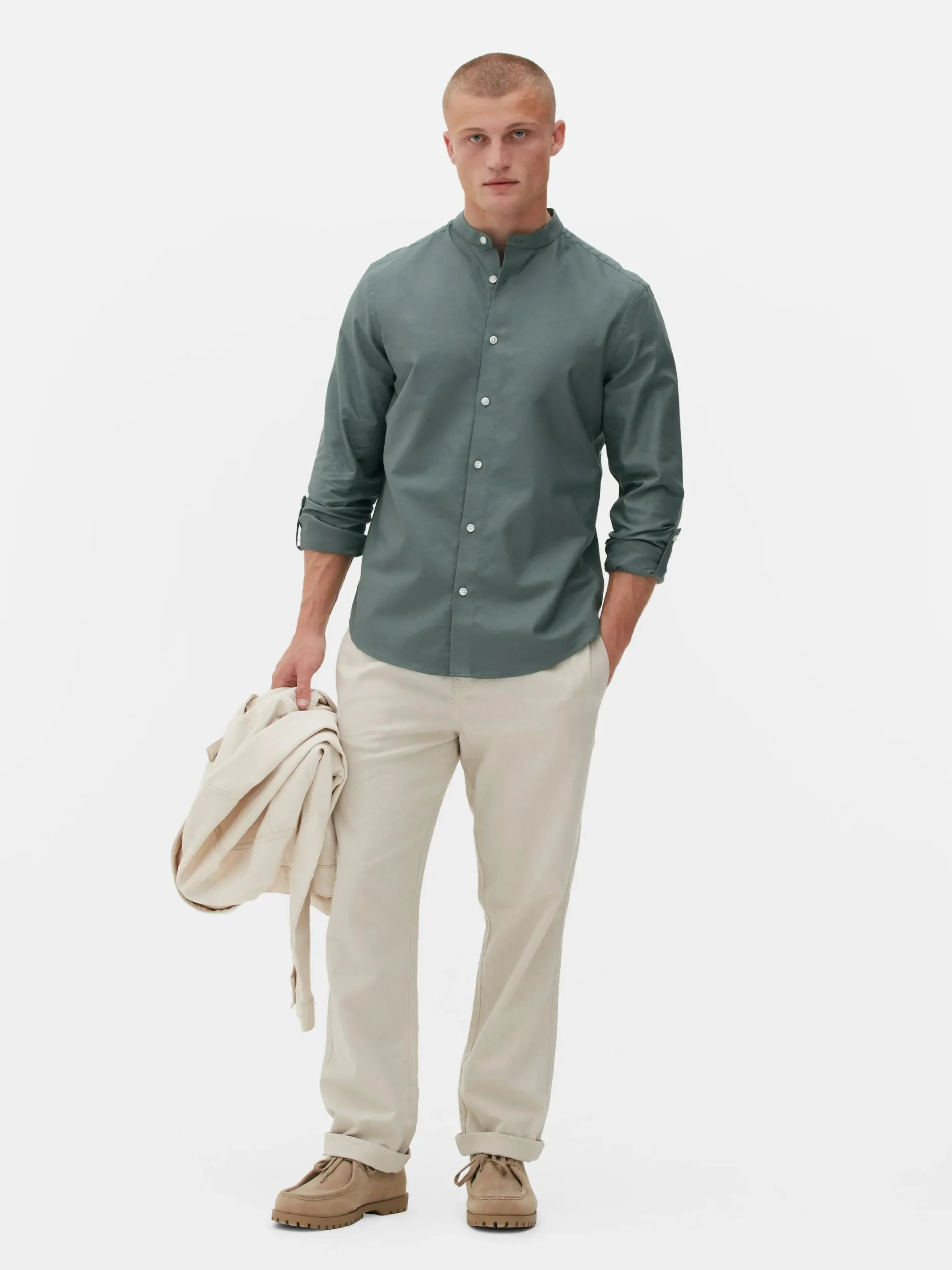 Chemises|Primark Chemise Boutonnée à Manches Retroussées Vert