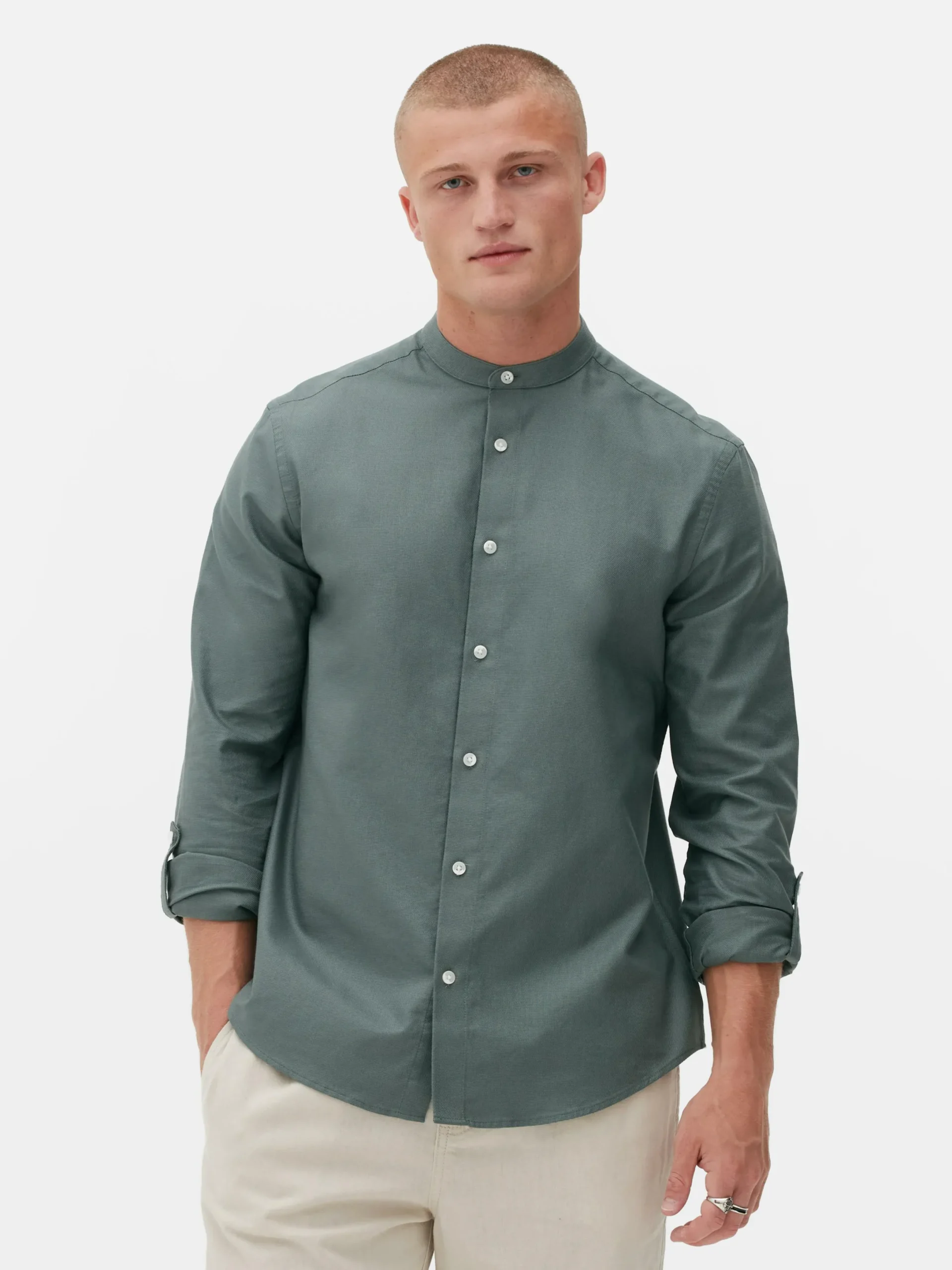 Chemises|Primark Chemise Boutonnée à Manches Retroussées Vert