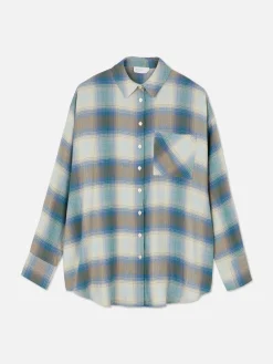 Chemises Et Blouses|Primark Chemise Coupe Boyfriend à Carreaux Bleu