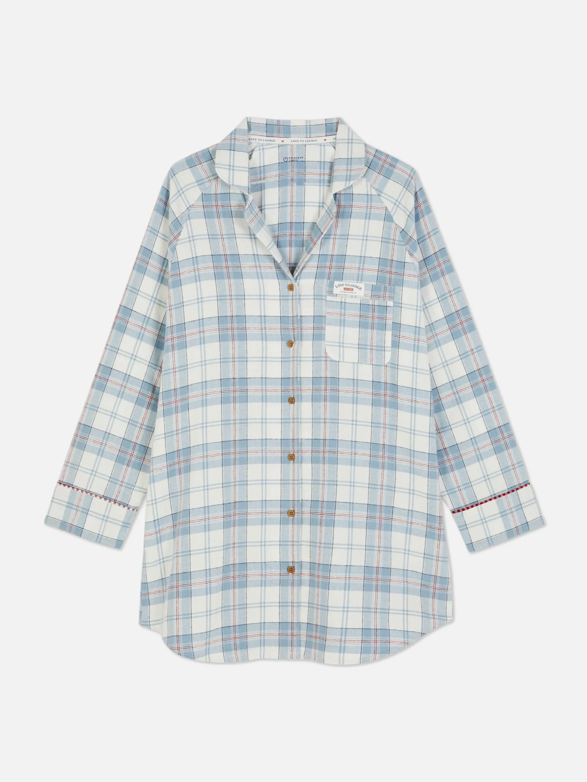 Chemises De Nuit Et Nuisettes|Primark Chemise De Nuit Longue En Flanelle à Carreaux Bleu