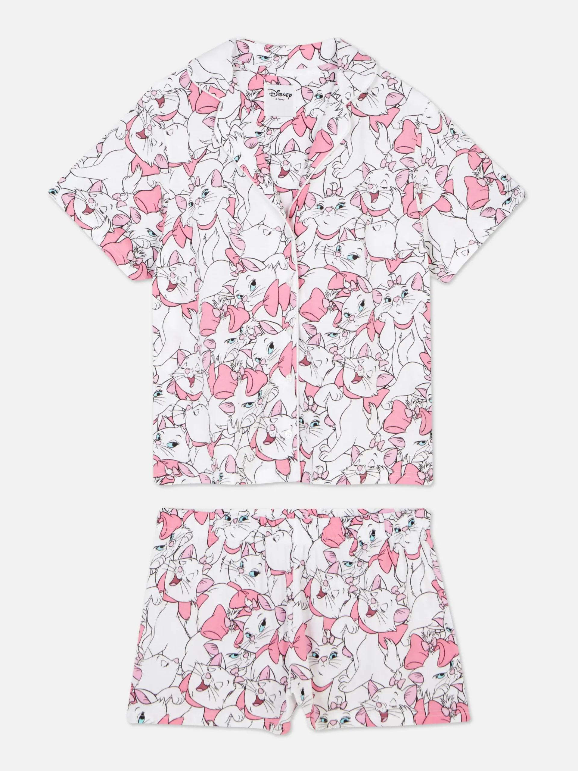 Ensembles Pyjamas|Primark Chemise De Pyjama à Manches Courtes Disney Les Aristochats Marie Blanc