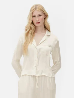 Hauts De Pyjama|Primark Chemise De Pyjama En Satin Ivoire