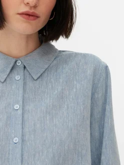 Chemises Et Blouses|Primark Chemise En Chambray à Manches Longues Bleu